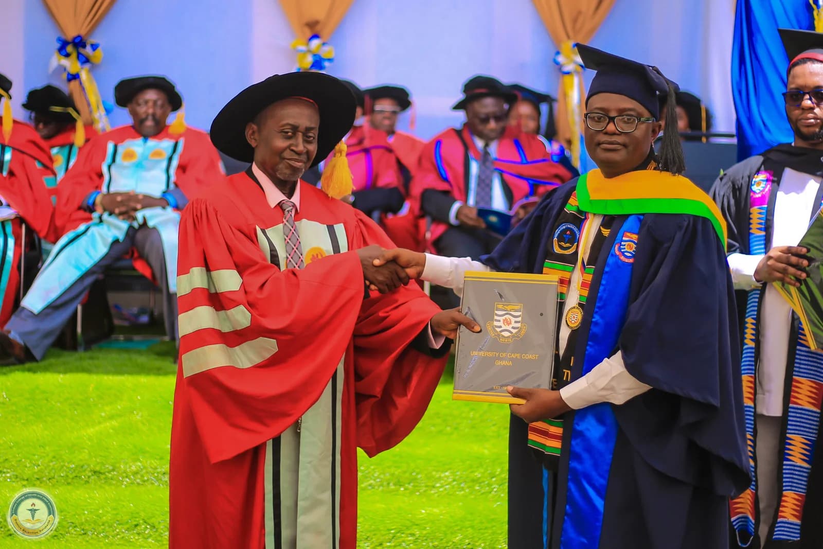 Student receiving graduation award