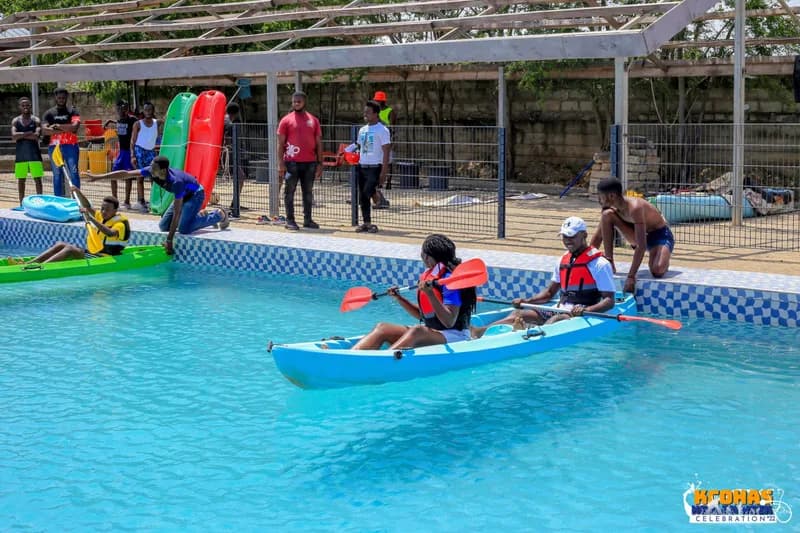 Students at Wli Agumatsa waterfalls during the Aportii Fun Trip