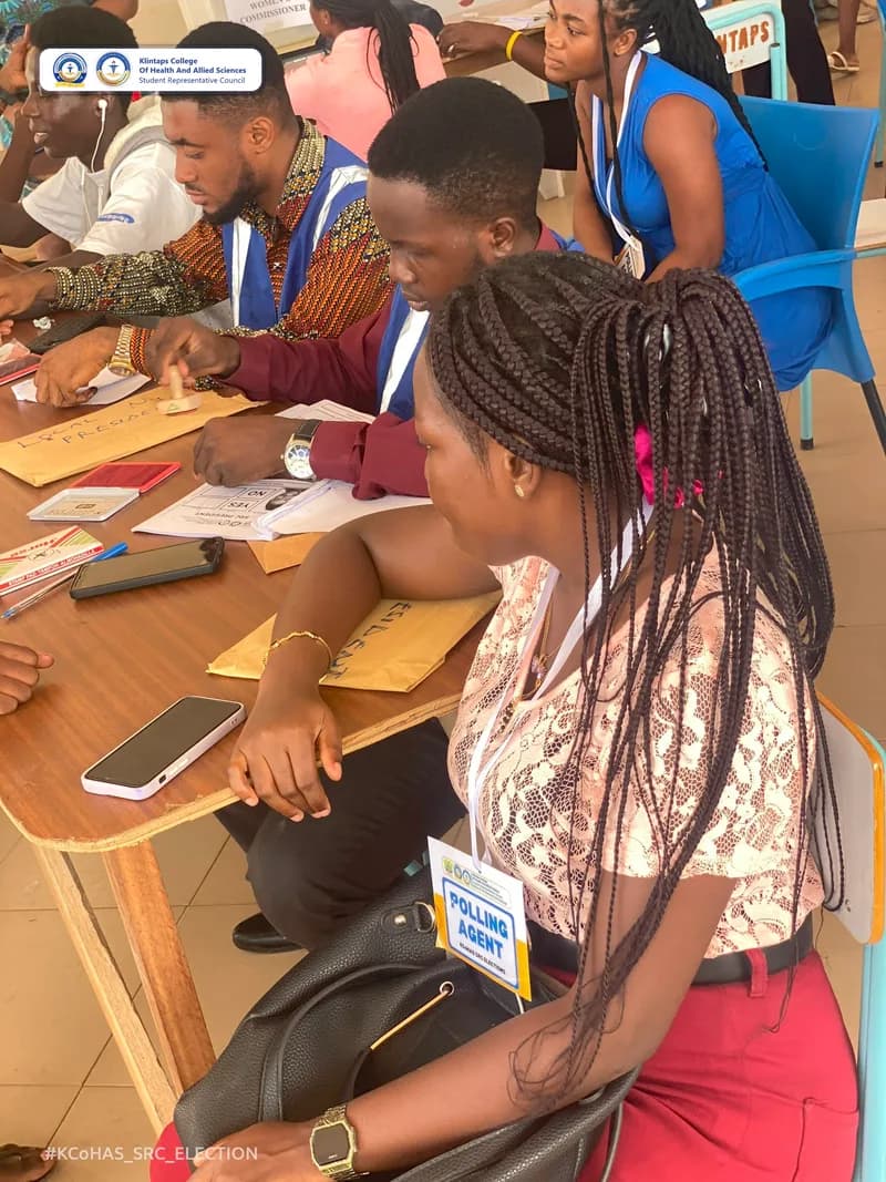 Election officers overseeing the process